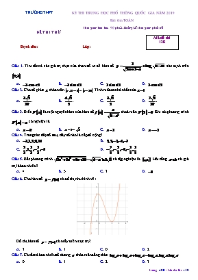 Đề thi thử Trung học Phổ thông Quốc gia môn Toán năm 2019 - Mã đề 138